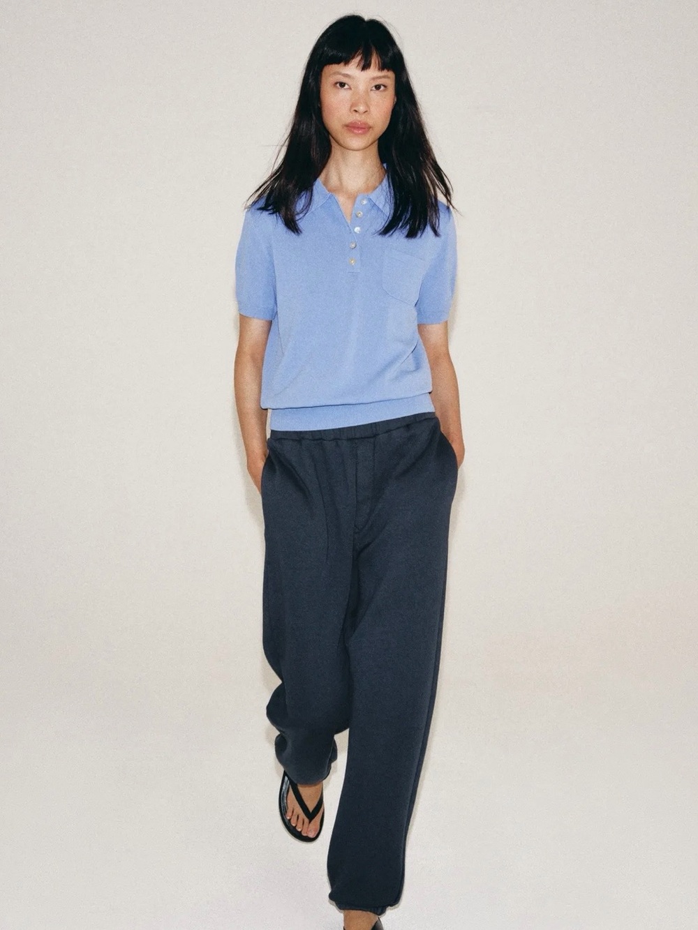 Zara Light Blue Short Sleeve Polo Top
